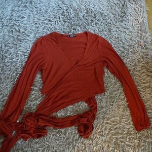 SHEIN Long Sleeve Wrap Shirt
